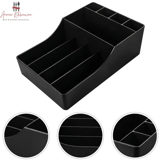 Countertop Coffee Bar Condiment & Straw Organizer 9 Compartment