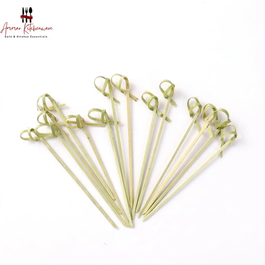 Knotted bamboo skewers with looped handles