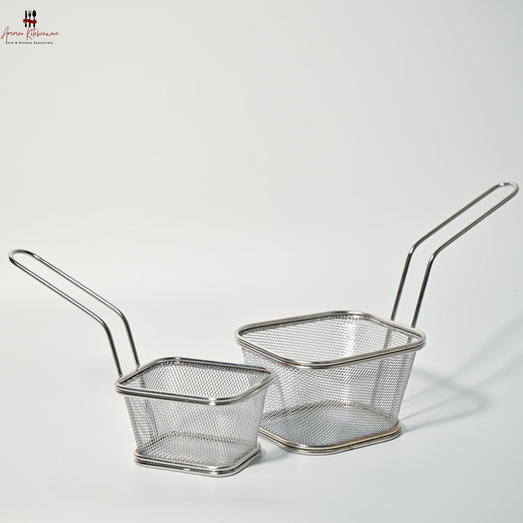 Stainless Steel Deep Fryer Serving Basket With Handle