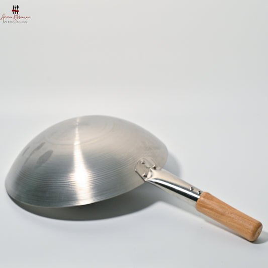 Stainless Steel Chinese Wok with Wooden Handle