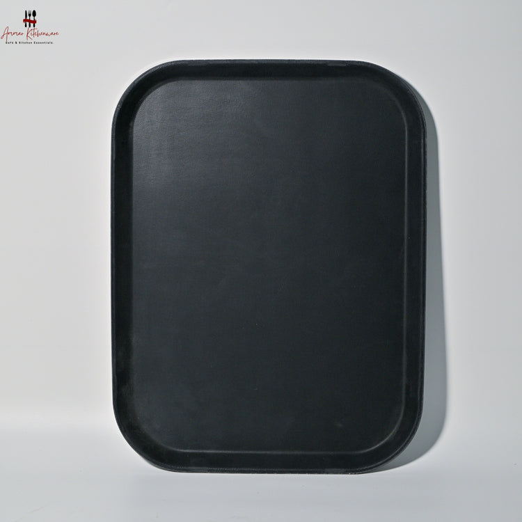 Black Rectangular Non Slip Plastic Serving Tray