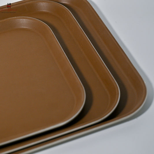 Brown Rectangular Non Slip Plastic Serving Tray
