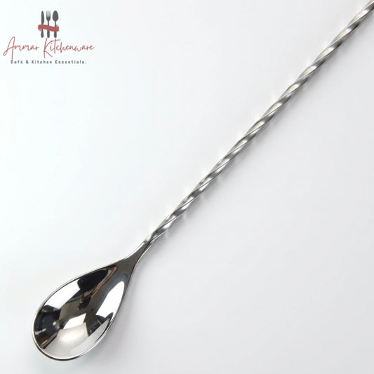 Twisted bar spoon for cocktail mixing