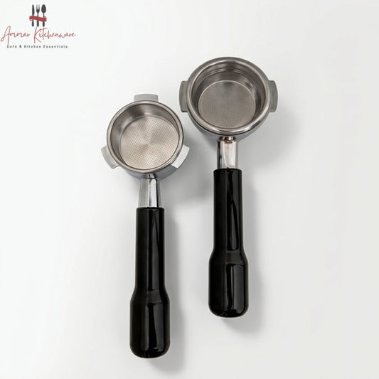 Espresso Bottomless Portafilter with Black Handle