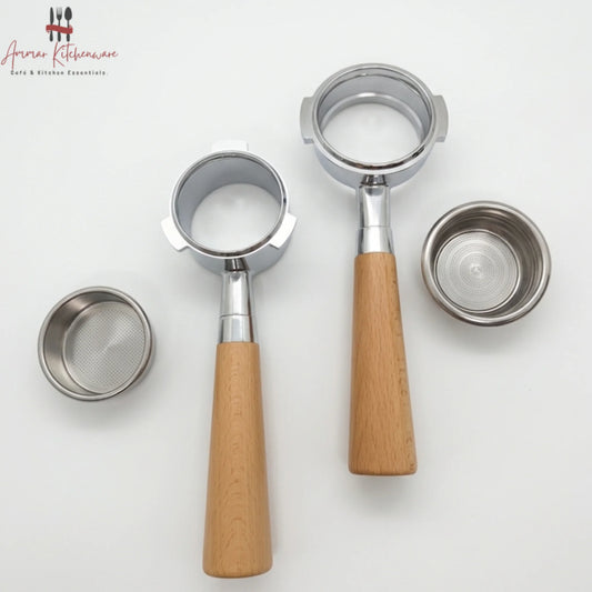 Espresso Bottomless Portafilter with Wooden Handle