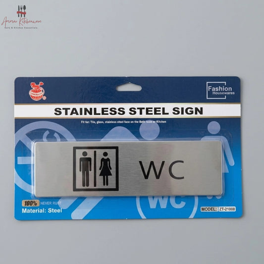 Stainless Steel Restroom Signage - Self Adhesive Washroom Sign