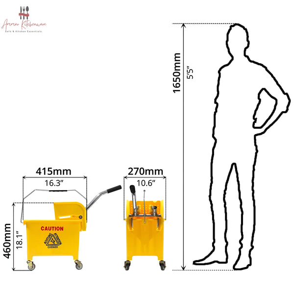 20L Commercial Single Mop Bucket Trolley