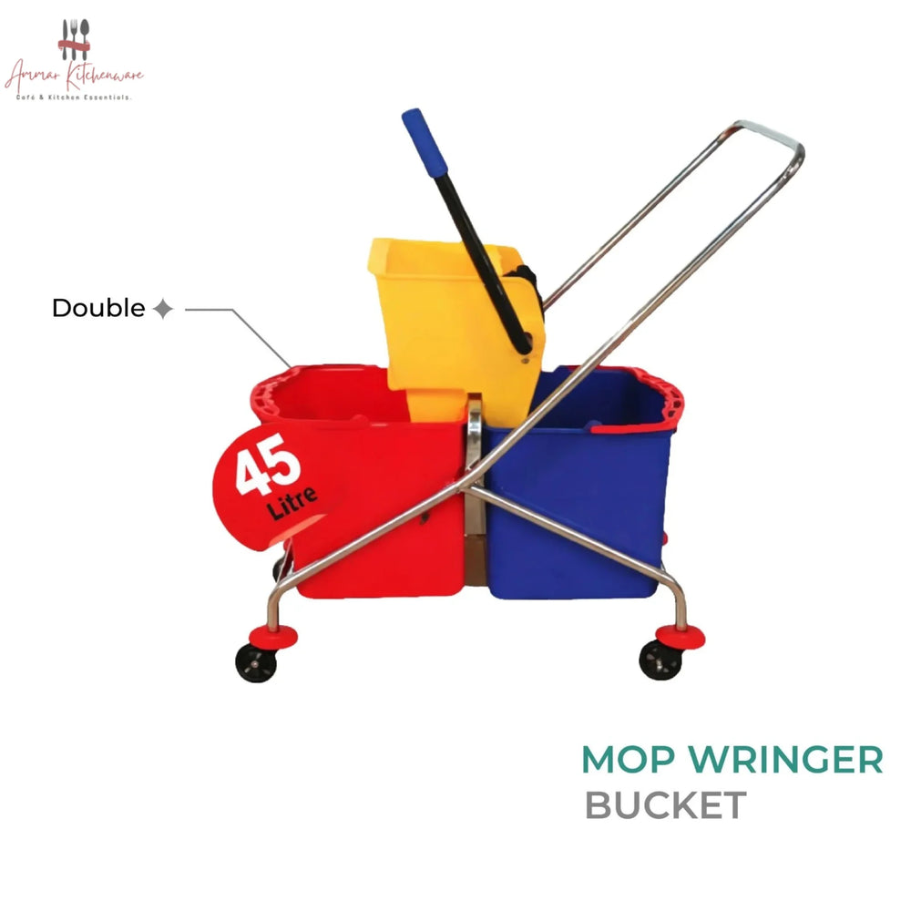 Heavy Duty 45L Commercial Double Mop Bucket Trolley