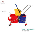 Heavy Duty 45L Commercial Double Mop Bucket Trolley