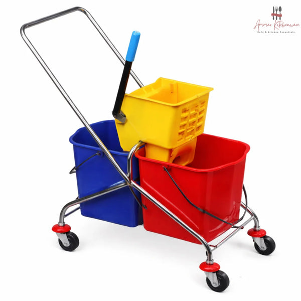 Heavy Duty 45L Commercial Double Mop Bucket Trolley