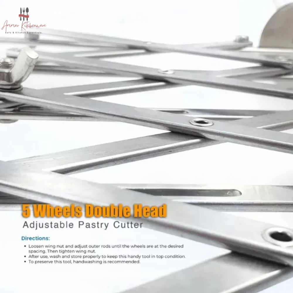 5 Wheel Double Head Stainless Steel Adjustable Pastry & Dough Cutter