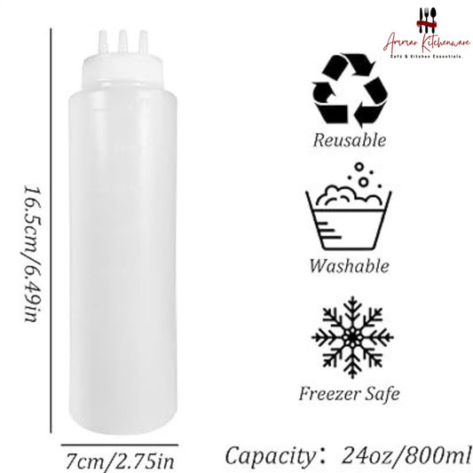 Refillable 3 nozzle Sauce Bottle
