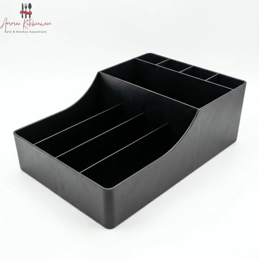 Countertop Coffee Bar Condiment & Straw Organizer 9 Compartment