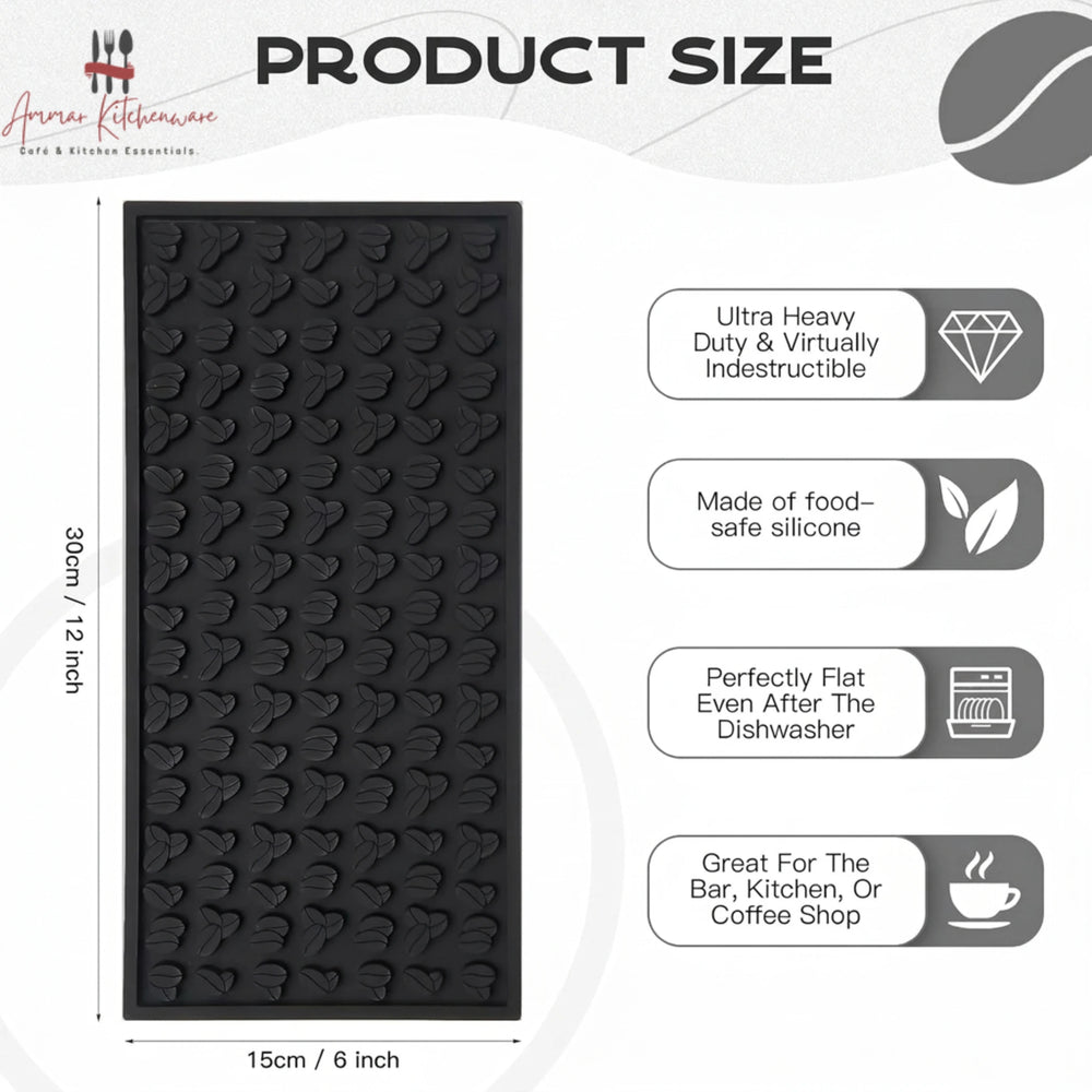 Silicone Bar Spill Mat with Embossed Bean Design