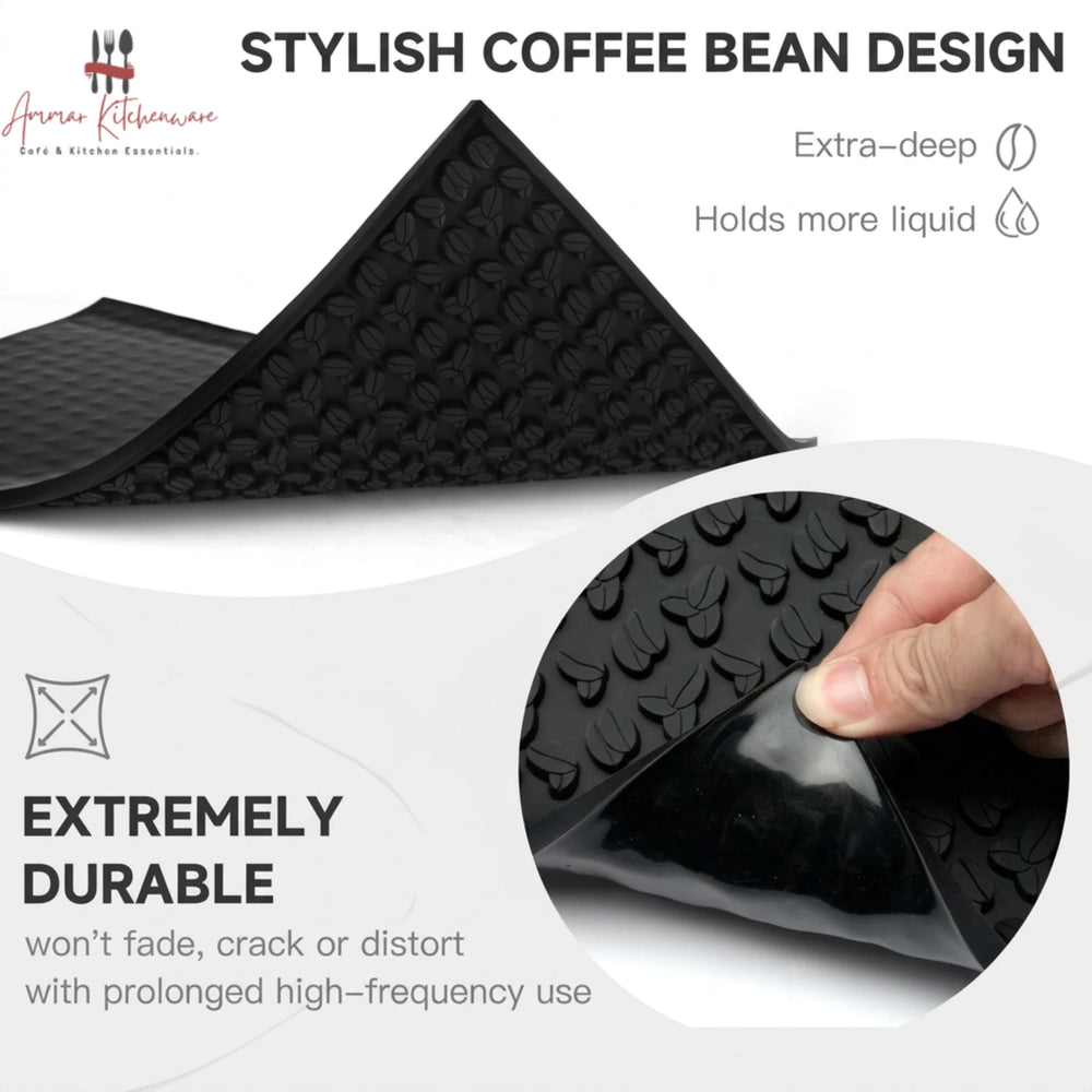 Silicone Bar Spill Mat with Embossed Bean Design