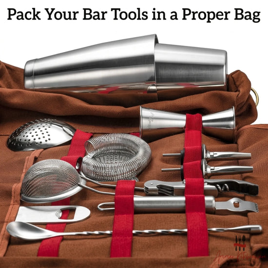 Portable Mixology Bar Tool Set with Canvas Travel Bag
