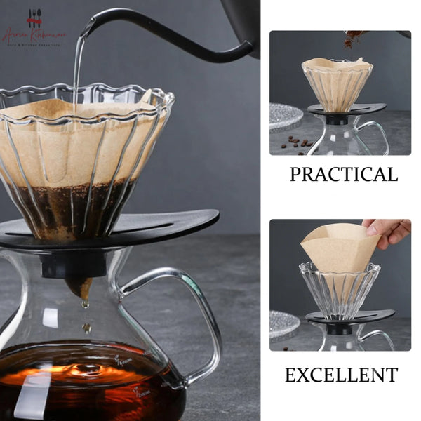 V60 Pour Over Coffee Dripper with Black Base