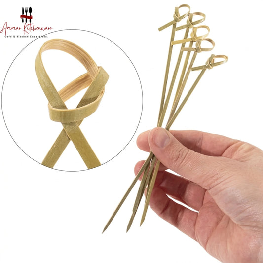 Knotted bamboo skewers with looped handles