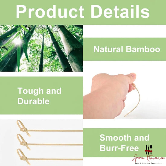 Knotted bamboo skewers with looped handles