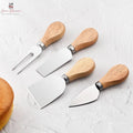 4 Piece Stainless Steel Cheese Knife Set with Wooden Handles