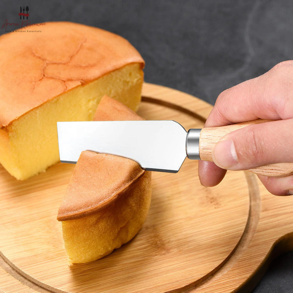 4 Piece Stainless Steel Cheese Knife Set with Wooden Handles