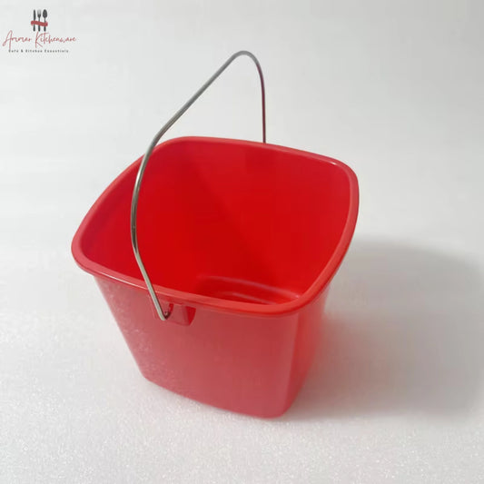 Red Square Cleaning Bucket with Metal Handle
