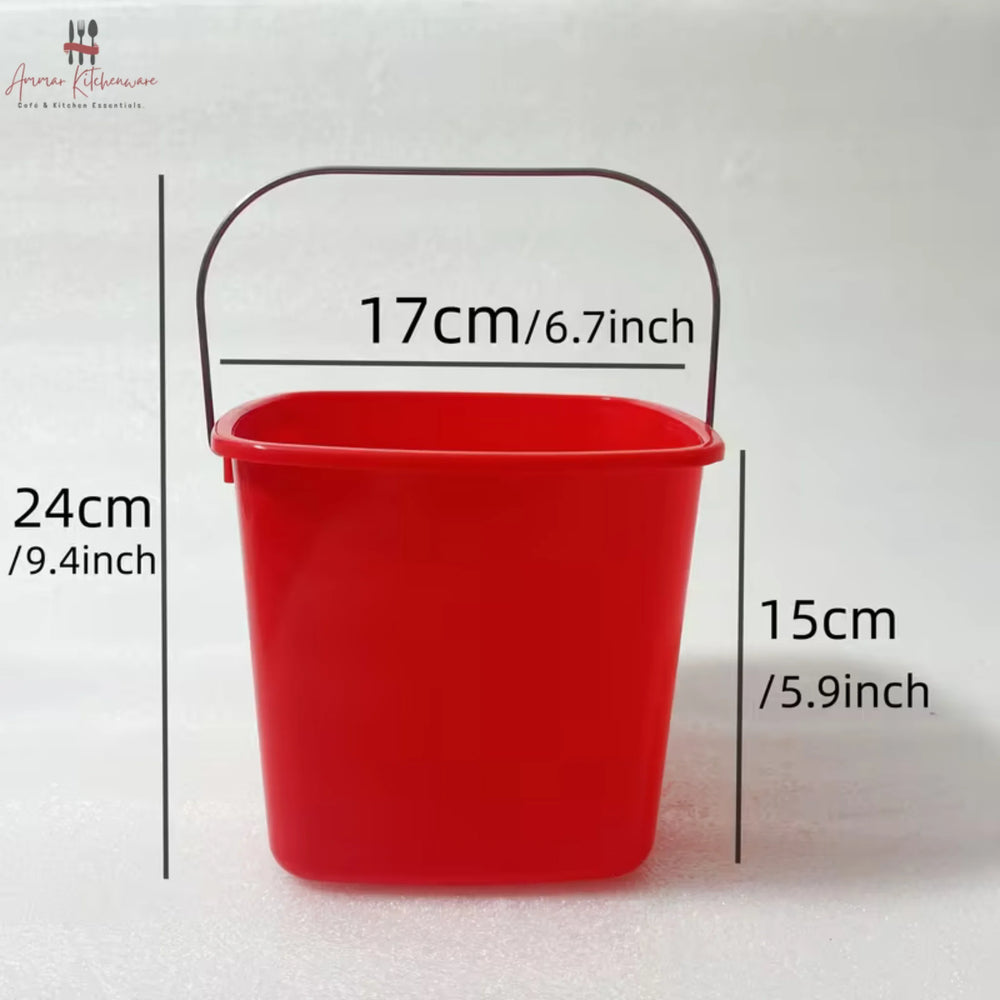 Red Square Cleaning Bucket with Metal Handle