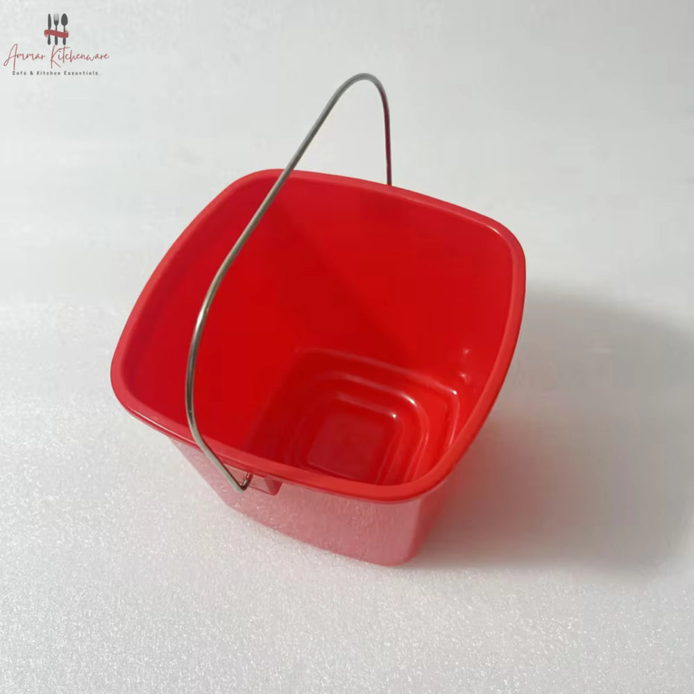 Red Square Cleaning Bucket with Metal Handle