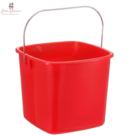 Red Square Cleaning Bucket with Metal Handle