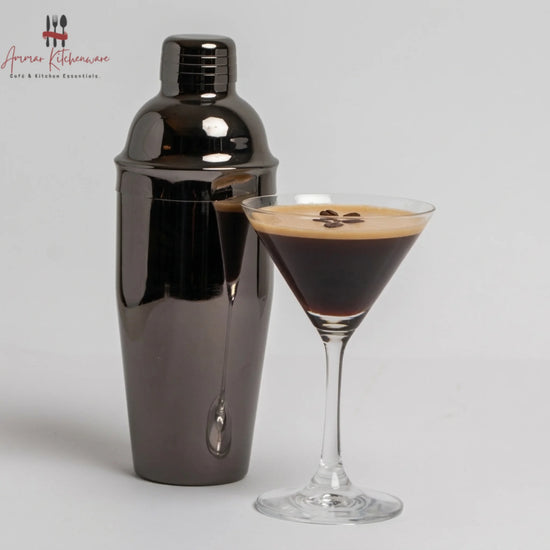 Glossy Black Stainless Steel Cocktail Shaker
