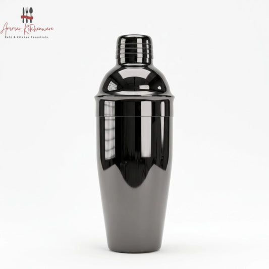 Glossy Black Stainless Steel Cocktail Shaker 