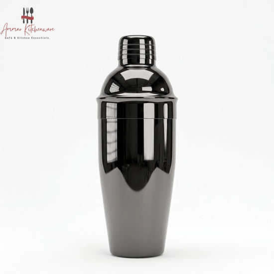 Glossy Black Stainless Steel Cocktail Shaker 