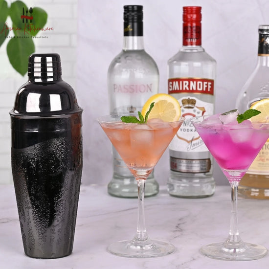 Glossy Black Stainless Steel Cocktail Shaker 