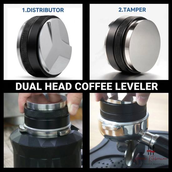 Dual Head Espresso Coffee Distributor and Tamper