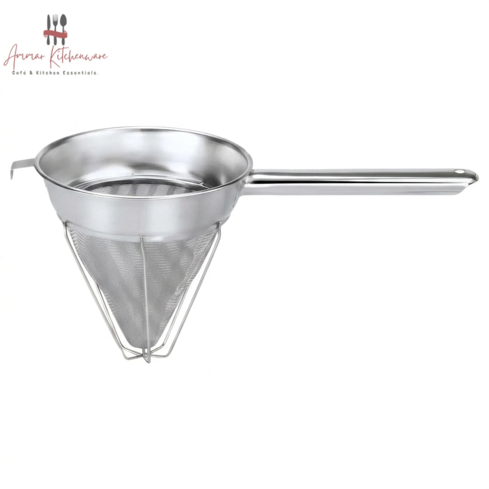 Conical stainless steel chinois strainer