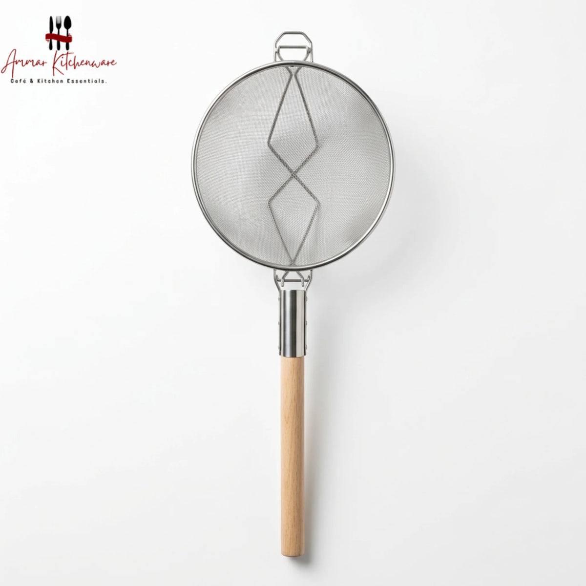 Commercial Double Mesh Strainer with Wooden Handle
