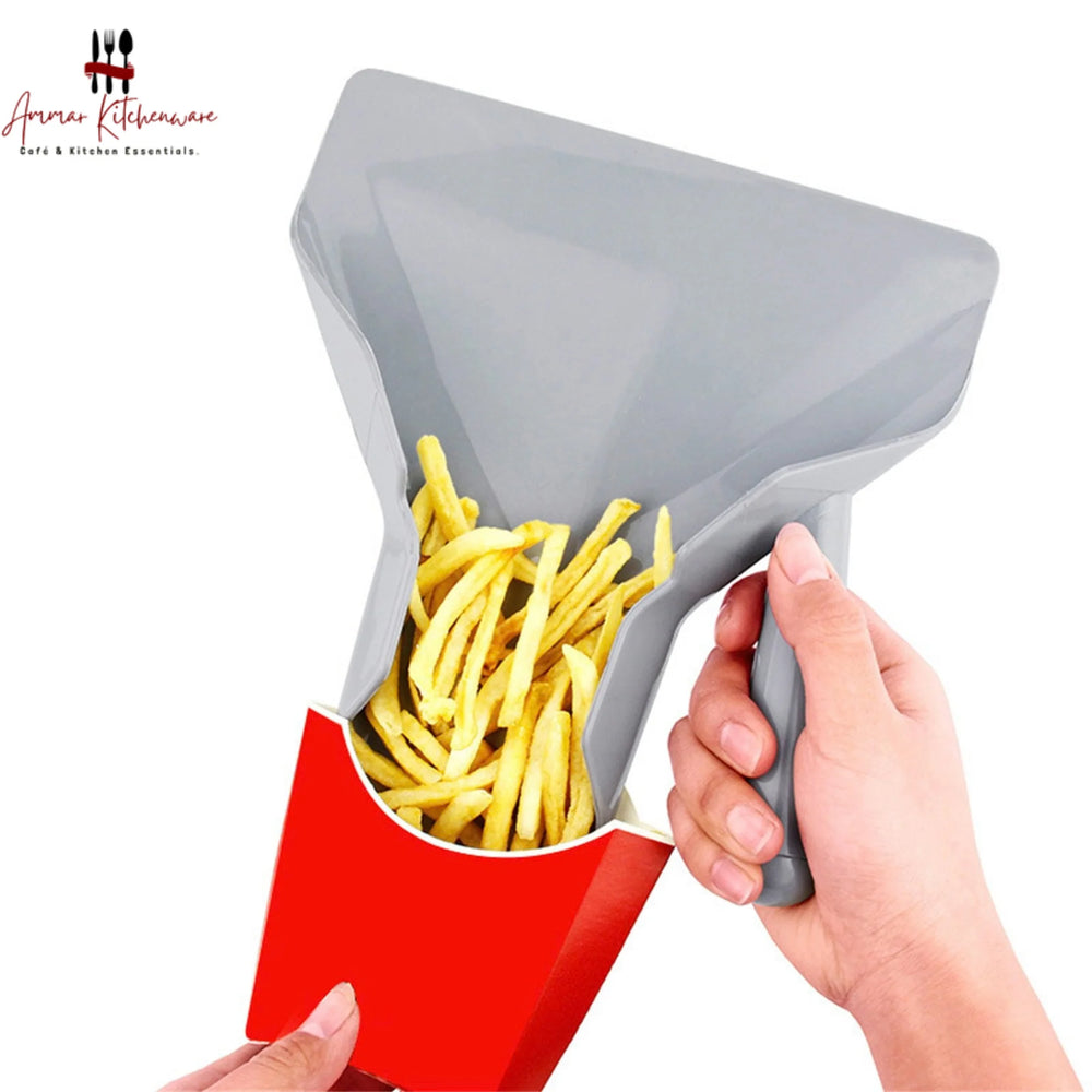 Grey plastic french fry scoop