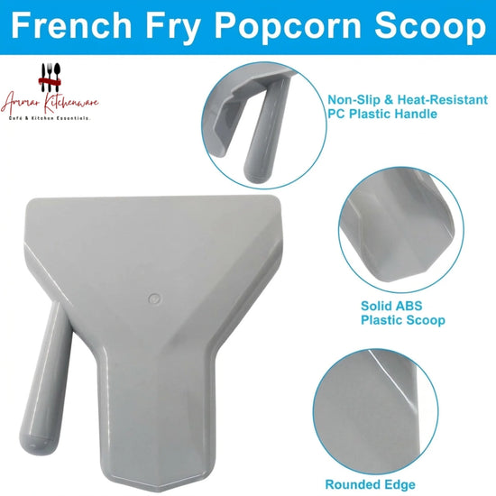 Grey plastic french fry scoop