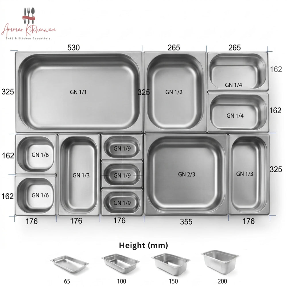 Stainless Steel Gastronorm GN Pan - Commercial Food Pan