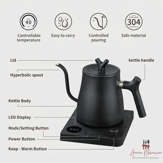 Electric Gooseneck Pour Over Coffee Kettle