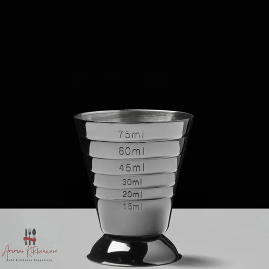 Stainless steel stepped measuring jigger 75ml with multi-level volume markings for bar and cocktail measuring