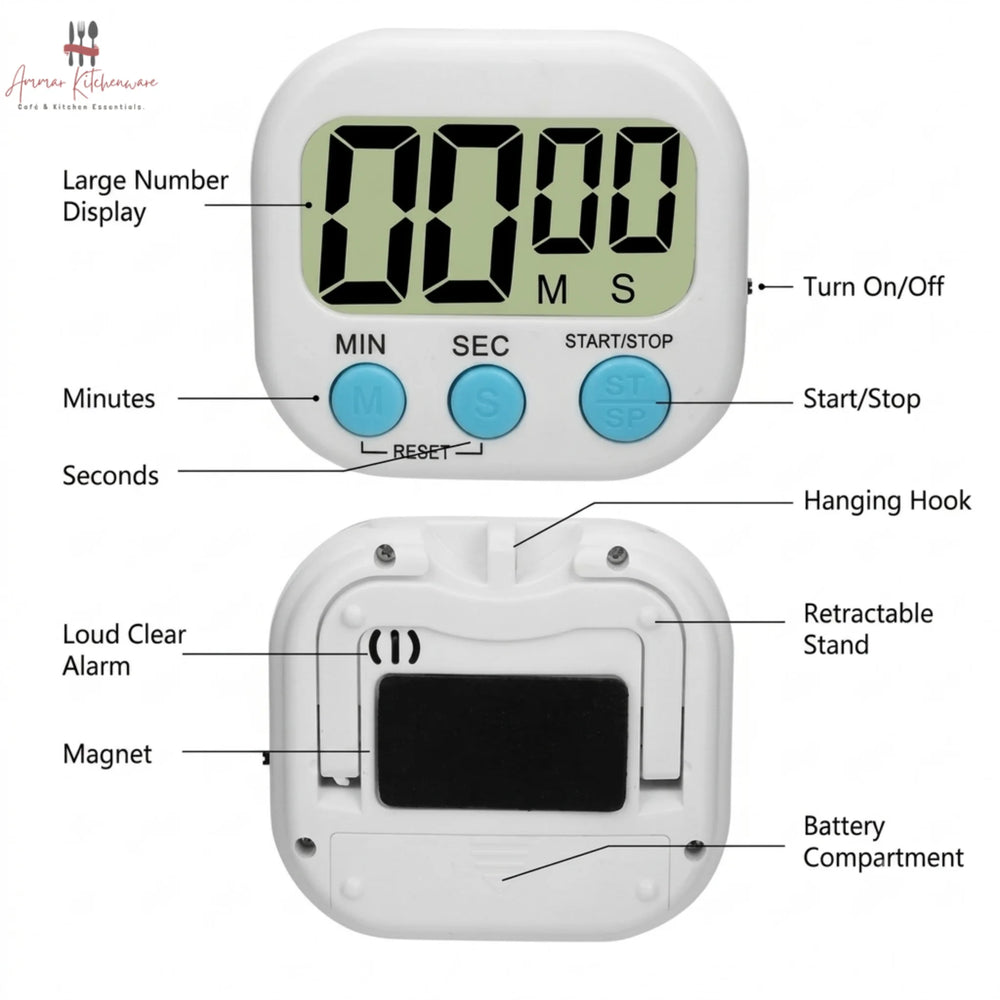 Digital Kitchen Timer with Magnetic Back & Retractable Stand