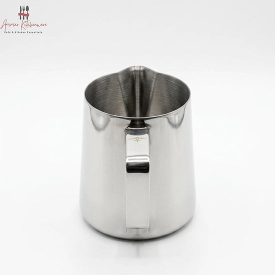 MHW-3BOMBER latte art pitcher 5.0 in glossy grey with curved handle