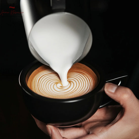 MHW-3BOMBER latte art pitcher 5.0 in glossy grey with curved handle