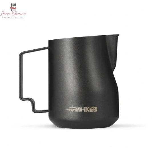 MHW-3BOMBER turbo milk steaming pitcher in matte black with precision pour spout