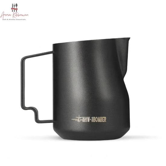 MHW-3BOMBER turbo milk steaming pitcher in matte black with precision pour spout