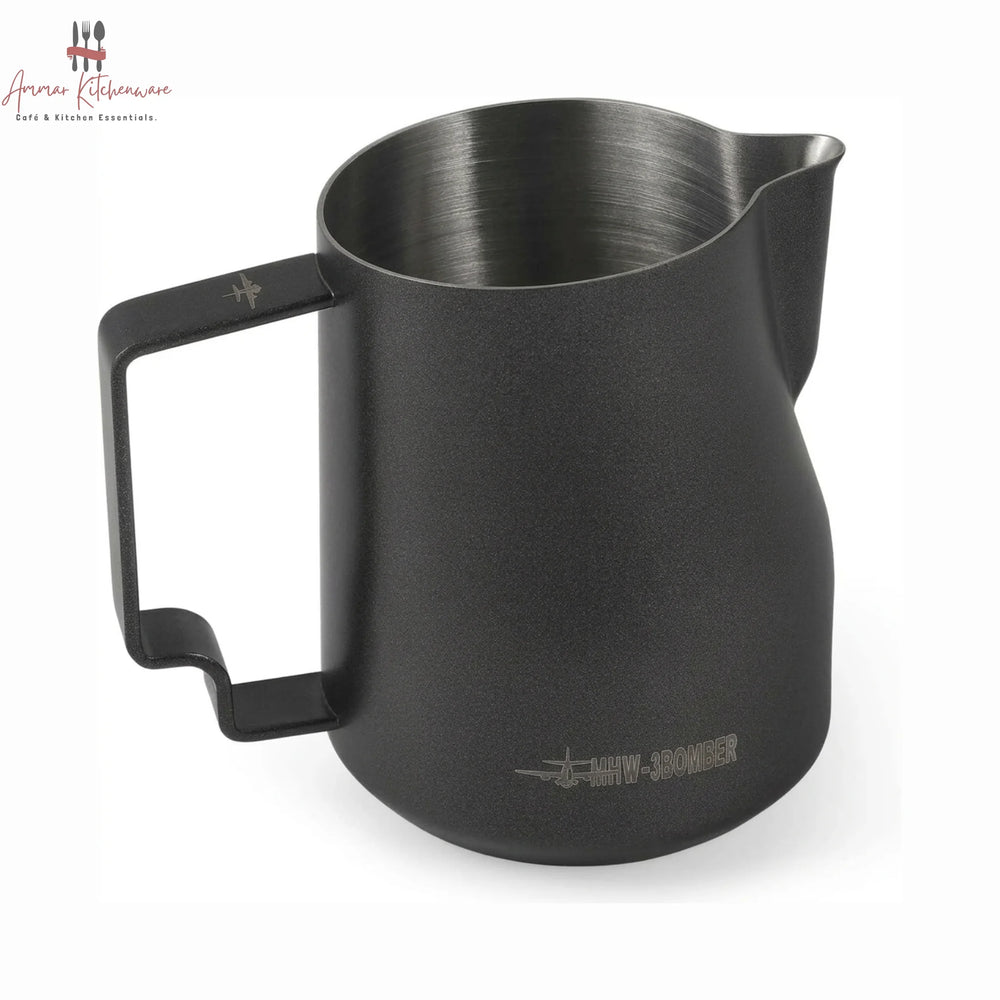 MHW-3BOMBER turbo milk steaming pitcher in matte black with precision pour spout