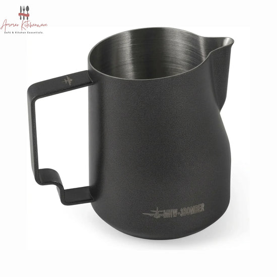 MHW-3BOMBER turbo milk steaming pitcher in matte black with precision pour spout