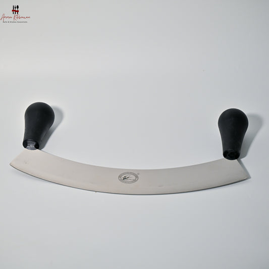 Pizza Cutter Rocking Knife (D-Shape, Black Handle)