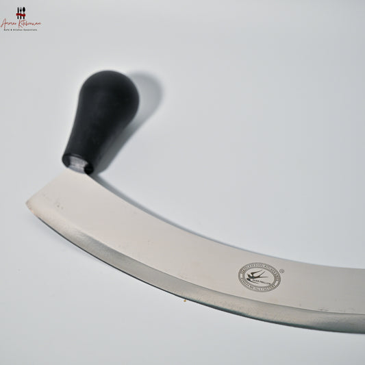 Pizza Cutter Rocking Knife (D-Shape, Black Handle)